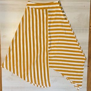 TOPSHOP Midi asymmetrical striped skirt